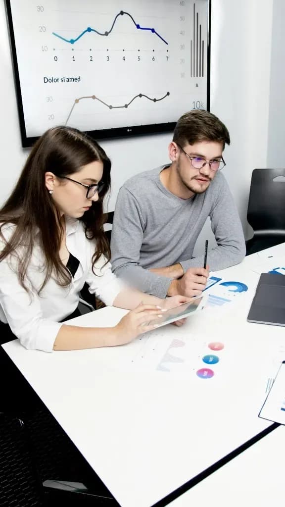 Colleagues reviewing data and delivery plans together at a desk - mobiloitte singapore